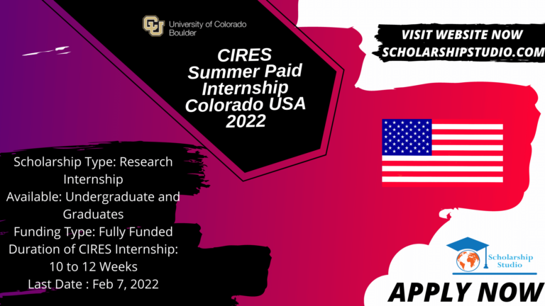 CIRES Summer Paid Internship Colorado USA 2022