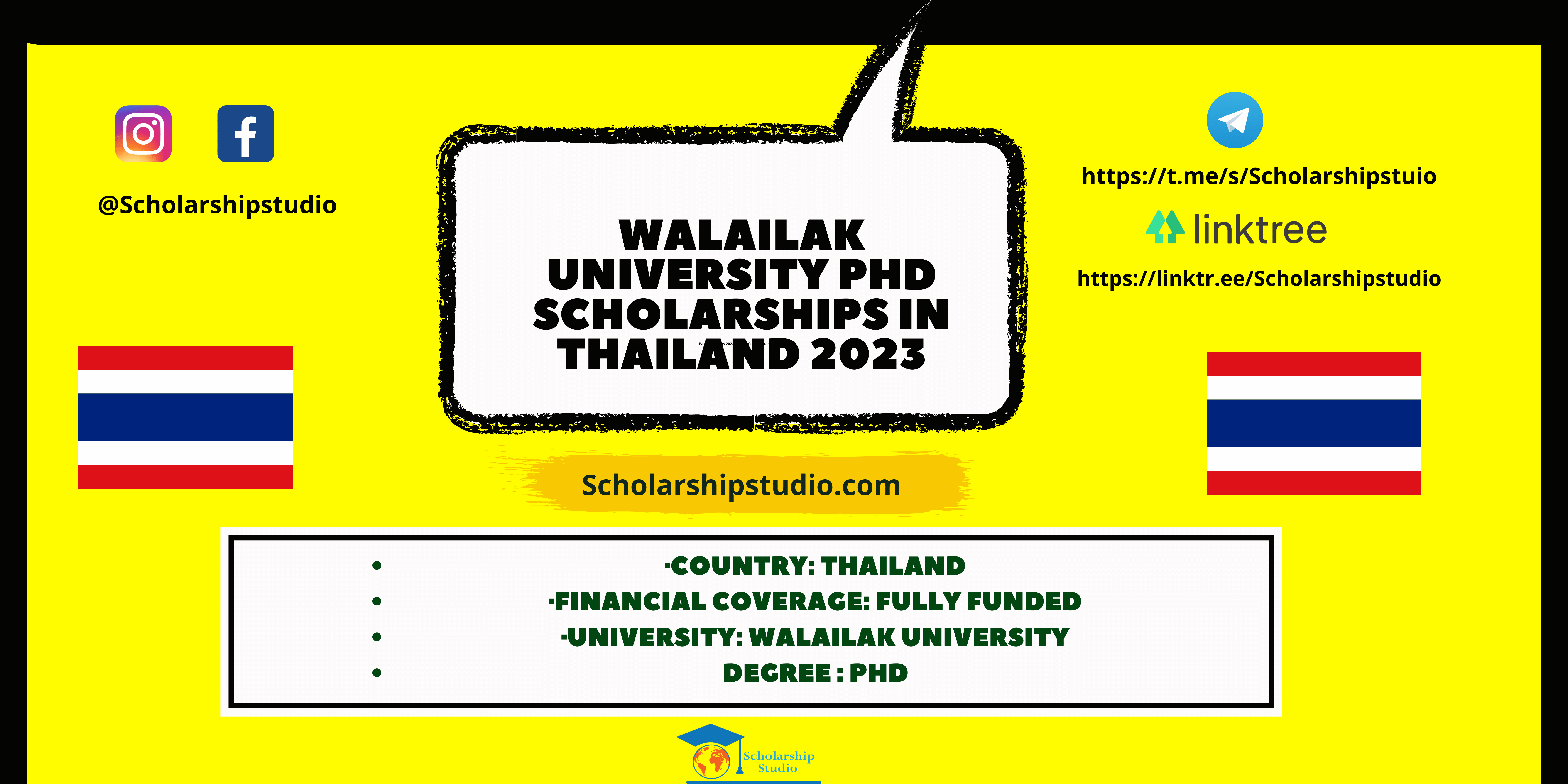 phd scholarship in thailand 2023