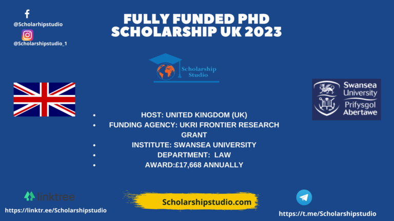 Fully funded PhD Scholarship UK 2023
