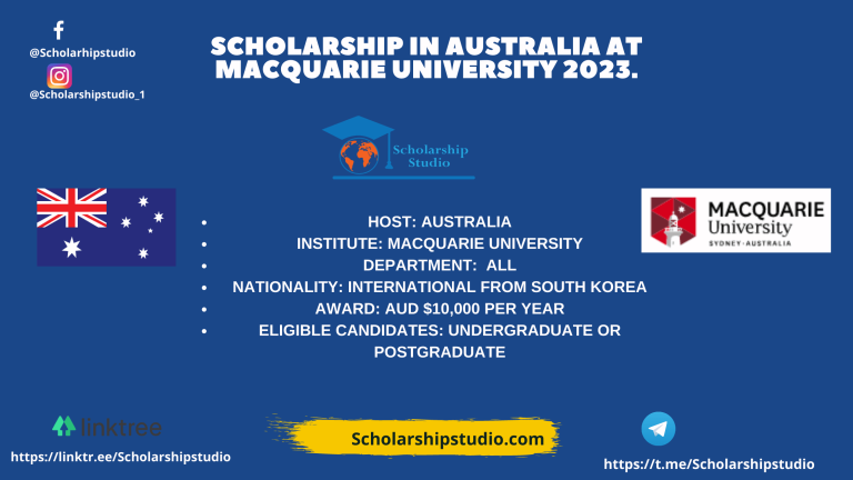Scholarship in Australia at Macquarie University 2023.