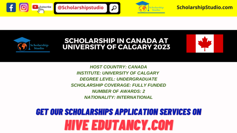 Scholarship in Canada at University of Calgary 2023