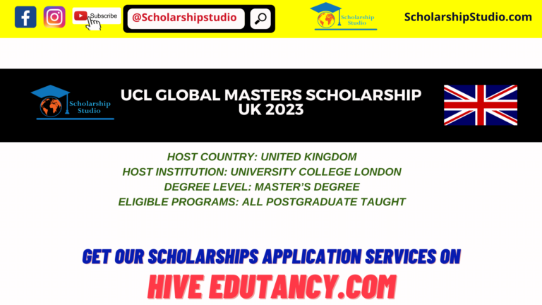 UCL Global Masters Scholarship UK 2023