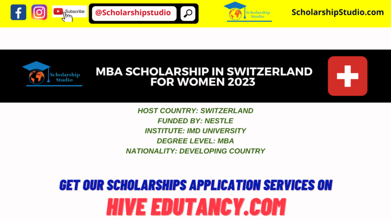 MBA Scholarship in Switzerland for Women 2023