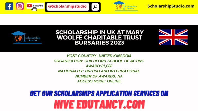 Scholarship in UK at Mary Woolfe Charitable Trust Bursaries 2023
