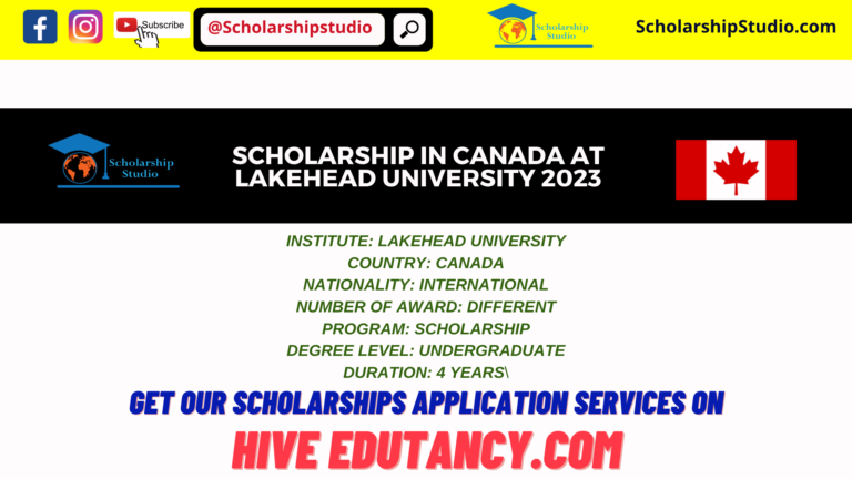 Scholarship in Canada at Lakehead University 2023