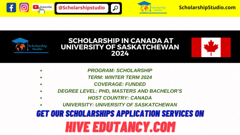  Scholarship in Canada at University of Saskatchewan 2024