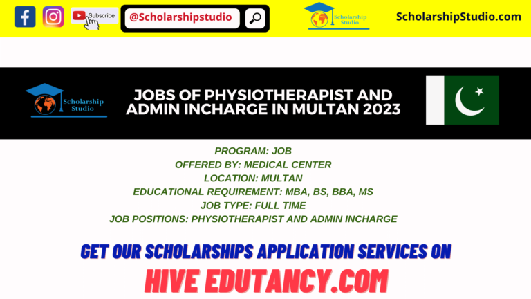Jobs of Physiotherapist and Admin Incharge in Multan 2023