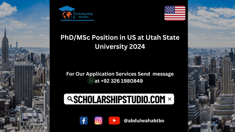 PhD/MSc Position in US at Utah State University 2024