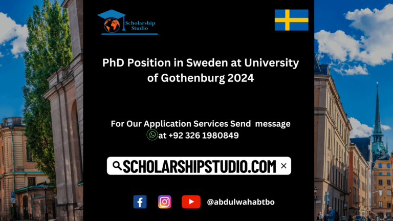 PhD Position in Sweden at University of Gothenburg 2024