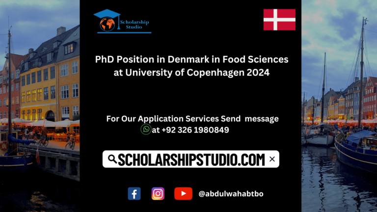 PhD Position in Denmark in Food Sciences at University of Copenhagen 2024